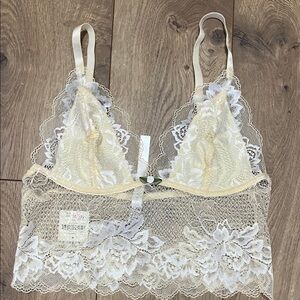 ANTHROPOLOGIE 💛 Elegant Lace Bralette in Light Yellow NWT Size XS